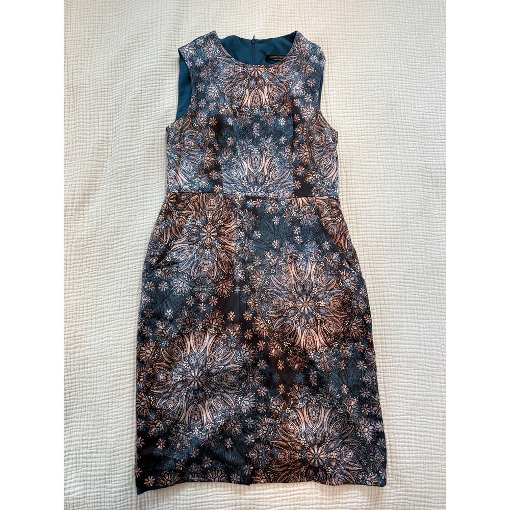 Nanette Lepore Abstract Floral Watercolor‎ Sheath Dress 6 100% Silk Pockets USA
